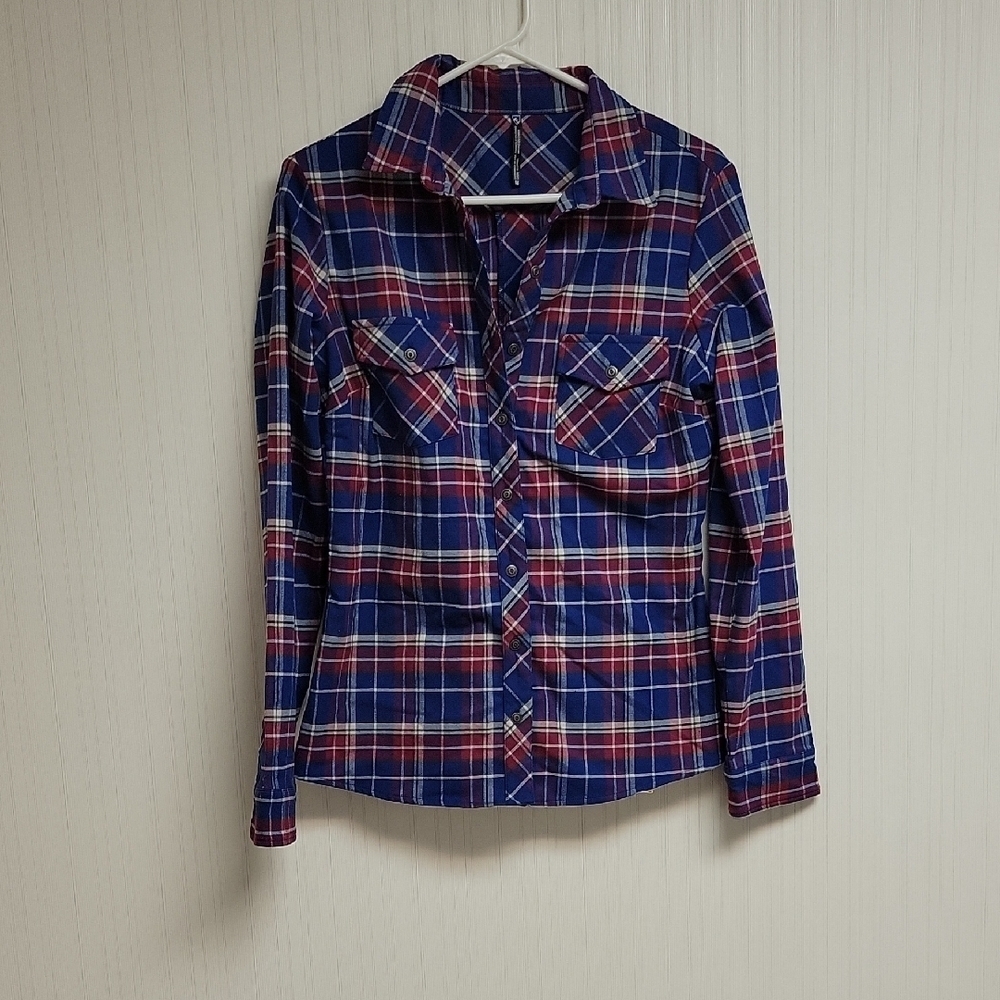 Kuhl Blue & Red Plaid Flannel Button-Up Shirt Medium outdoor women's casual - Picture 3 of 9